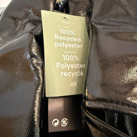 NWT Black Shiny Leather Jacket Divided by H & M - Picture 2 of 6